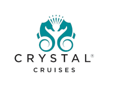 Logo of Crystal Cruises with teal emblem and black text.